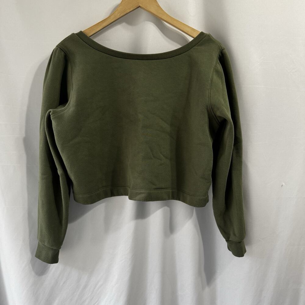 Ba&sh Women's Green Cropped Boat Neck Sweatshirt Low back Size 1 Small UK 8